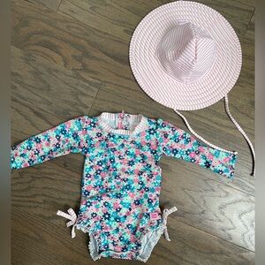 Ruffle Butts, swimsuit and hat, size 6-12 months